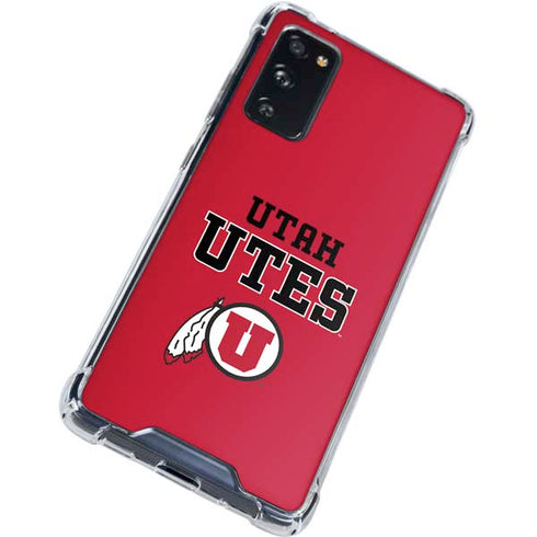 Utah Utes Text on Red Galaxy S20 FE Clear Case